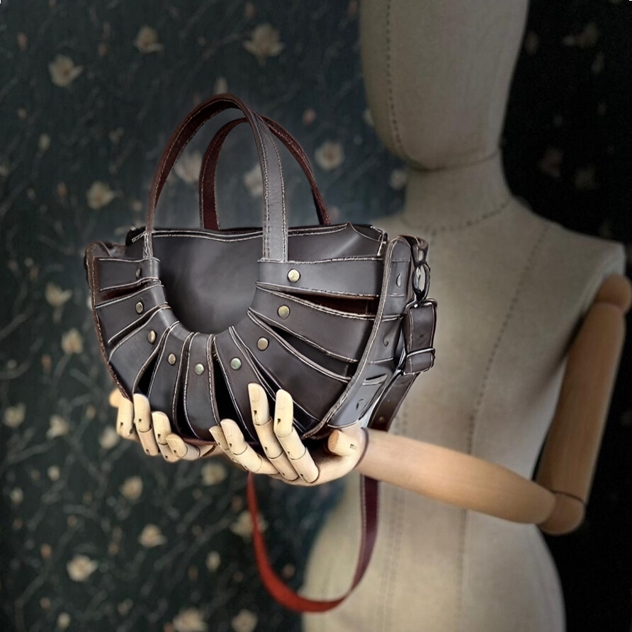 CARIDEA El Yapımı Hakiki Deri Bayan Çanta, Clutch, El Omuz Çantası v45