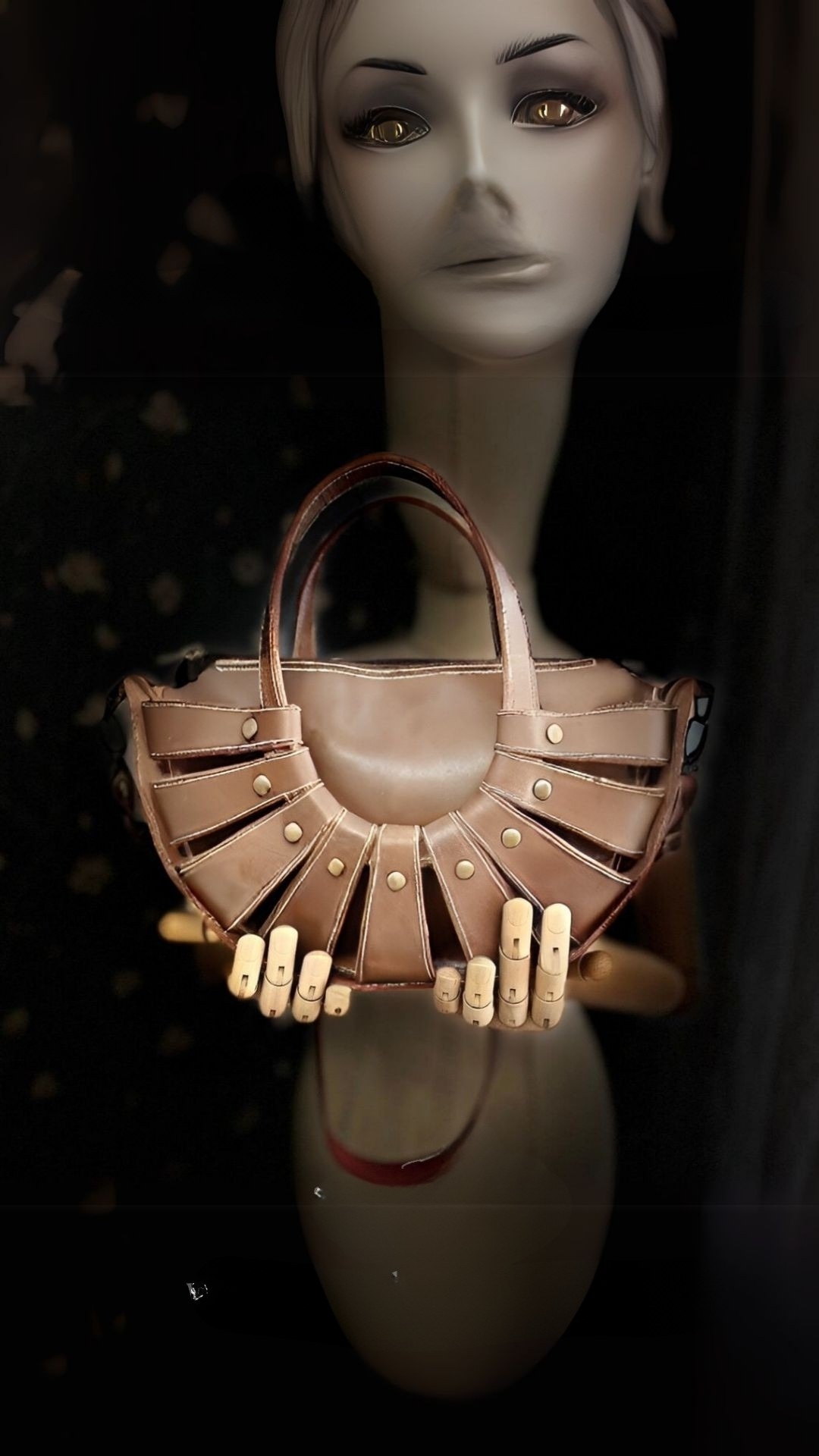 CARIDEA El Yapımı Hakiki Deri Bayan Çanta, Clutch, El Omuz Çantası v100