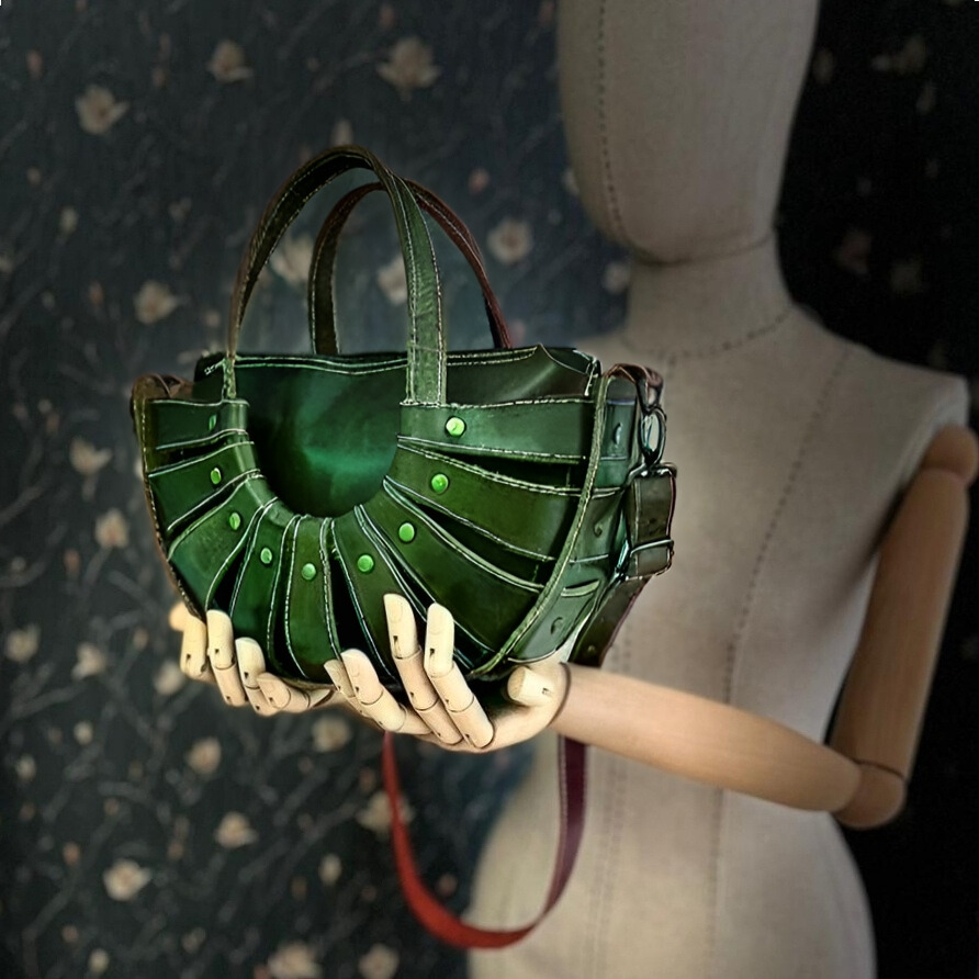 CARIDEA El Yapımı Hakiki Deri Bayan Çanta, Clutch, El Omuz Çantası v1