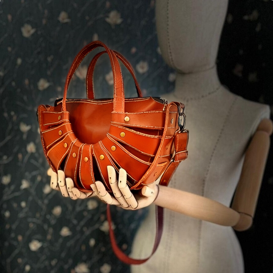 CARIDEA El Yapımı Hakiki Deri Bayan Çanta, Clutch, El Omuz Çantası v56