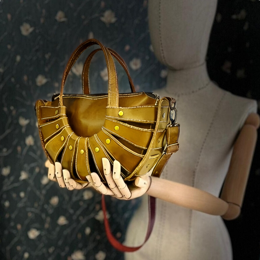 CARIDEA El Yapımı Hakiki Deri Bayan Çanta, Clutch, El Omuz Çantası v34