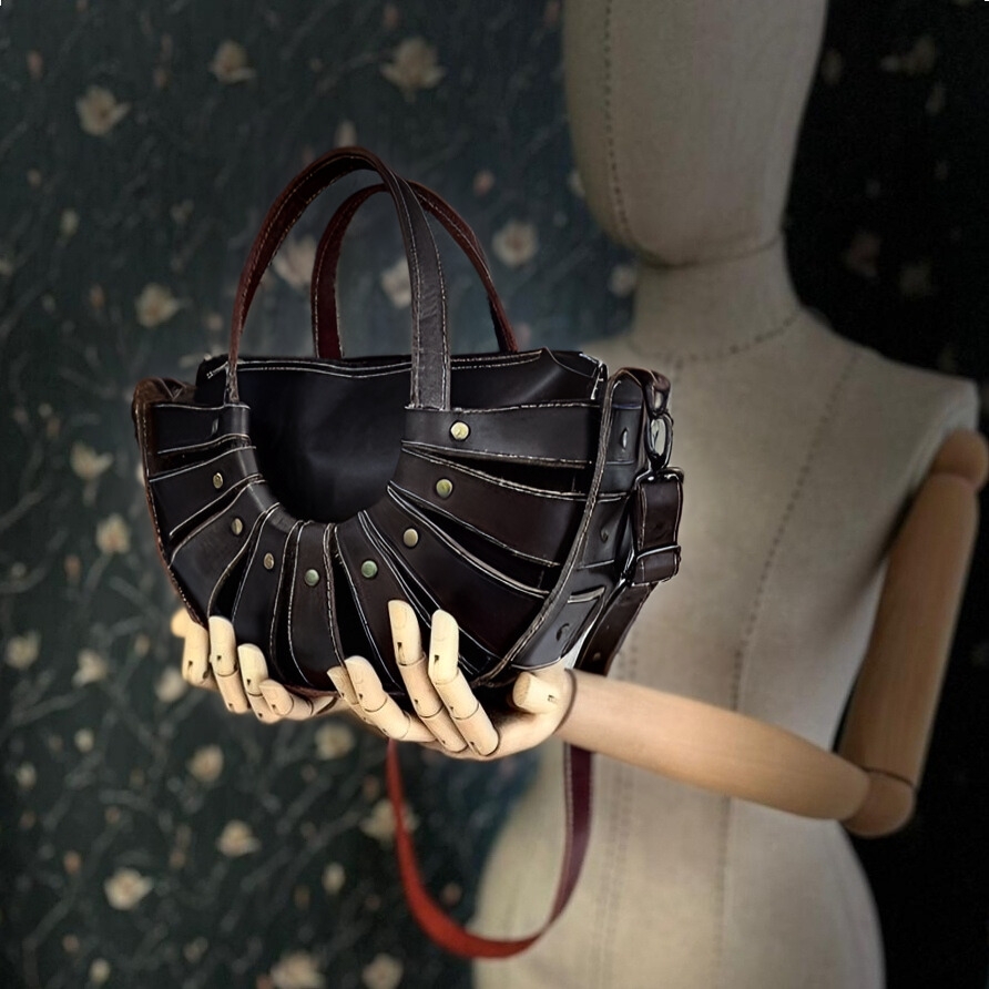 CARIDEA El Yapımı Hakiki Deri Bayan Çanta, Clutch, El Omuz Çantası v78