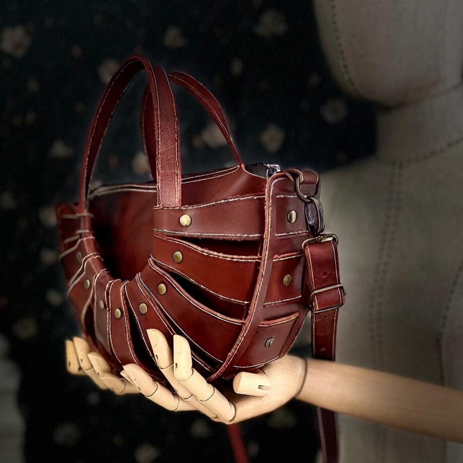 CARIDEA El Yapımı Hakiki Deri Bayan Çanta, Clutch, El Omuz Çantası v111